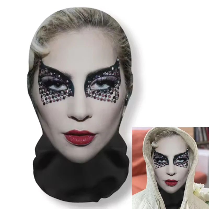 

2pcs 3D Printed Lady Gaga Mask | Funny Pop Singer Full Face Elastic Mesh Balaclava for Cosplay | Halloween Party Costume Props