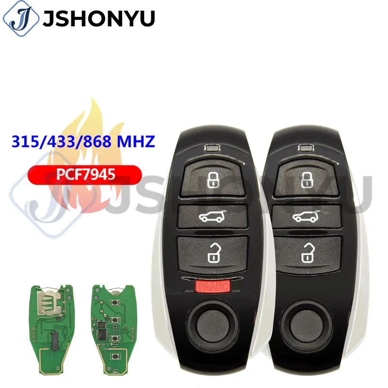

JsHonYu PCF7945AC Chip 315MHz 433MHz 868MHz Smart Remote Key for VW Touareg 2010-2014 Non-Keyless Car Fob