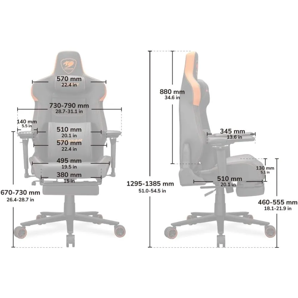 Armor EVO S Gaming Chair with Breathable Premium PVC Leather, 3D Adjustable Armrests, Retractable Footrest, Lumbar Cushion