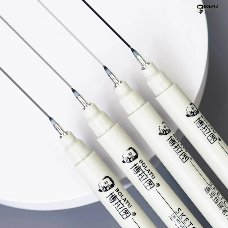 أقلام رسم BOLUTU رمادي داكن رمادي فاتح رمادي دافئ أقلام مخططة مقاومة للماء أقلام رسم فنية لون أسود رمادي