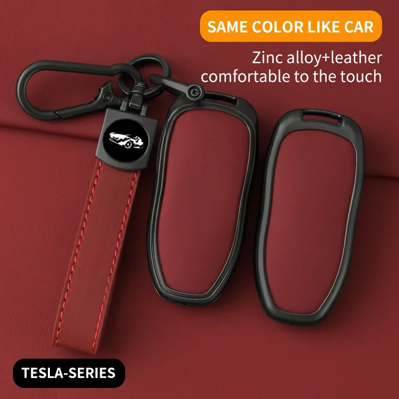 

Car Key Case Cover with Belt Aluminum Alloy Key Shell Storage Bag Protector for Tesla Model S Model 3 Model X Accessories