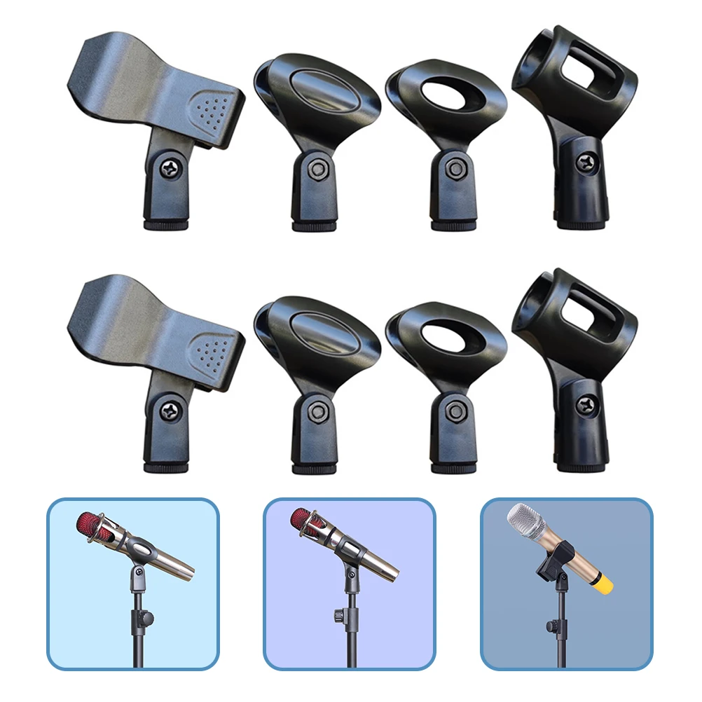 

8 Pcs Microphone Clip Universal Holder Wireless Clips Black for Handheld Microphones