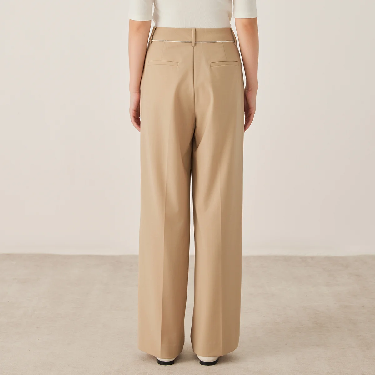 KL9523338 High-Waisted Wide Leg Wool Blend Pants for Women Pleated Front Fall Fashion Women's Clothing