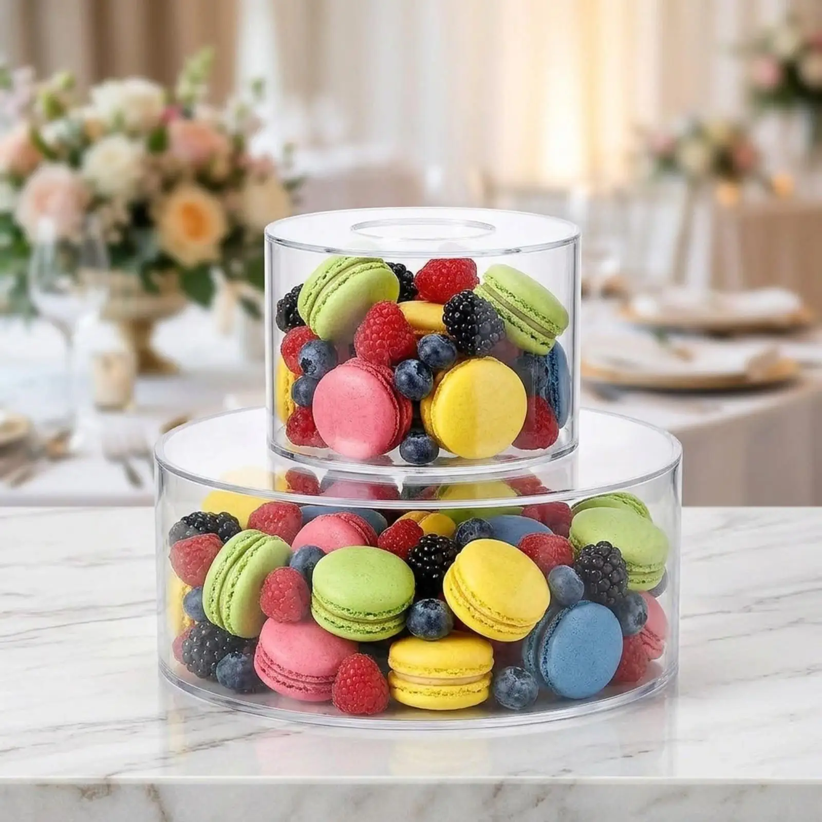 Acrylic Cake Display Stand Transparent Fillable Riser for Cupcake Tower Wedding Dessert Holder Elegant Party Decoration