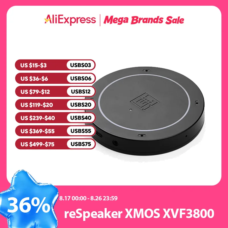 respeaker-xmos-xvf3800-avec-4-micros-xiao-esp32s3-avec-etui-alimente-par-l'ia-5m-360°-°-prise-de-son-a-distance-wi-fi-bluetooth-pret-a-l'emploi