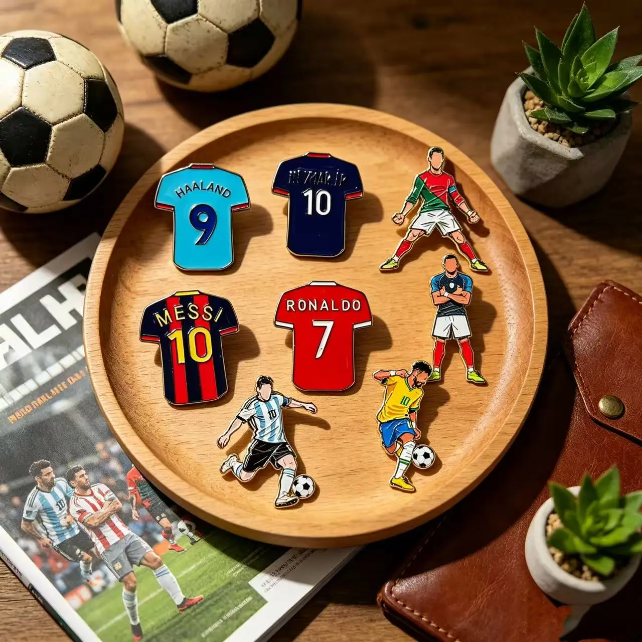 4/8PCS Football Brooch Cartoon Clothes Metal Badge Small Gift Wholesale Backpack Accessories Hat Pins for Caps Decorative Brooch