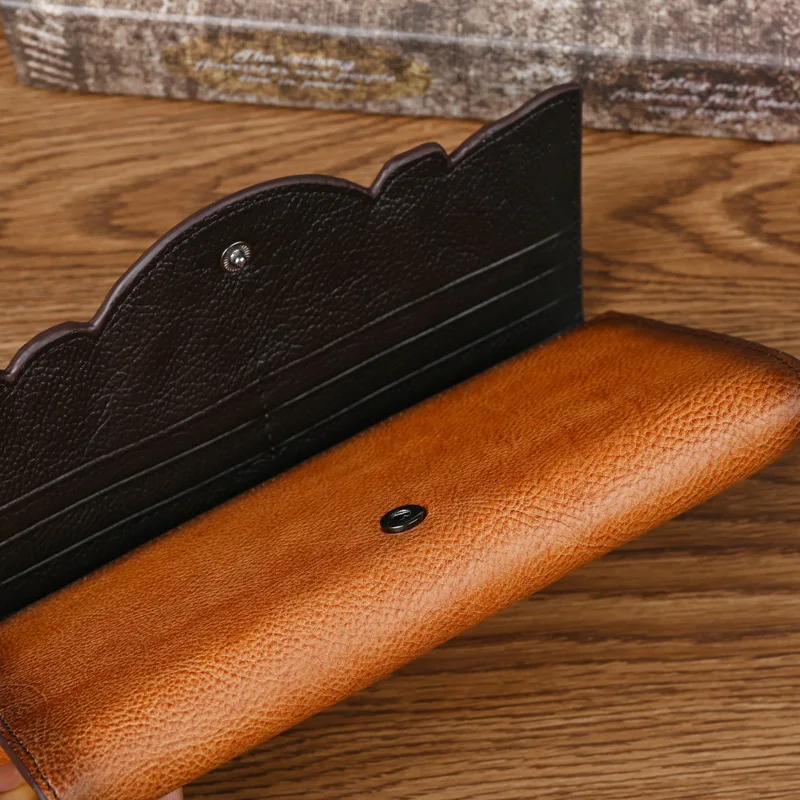 LOMCEL TY 2 Chinese style pressure-resistant wallet with a lady's thick cowhide exterior, long style, fashionable, large