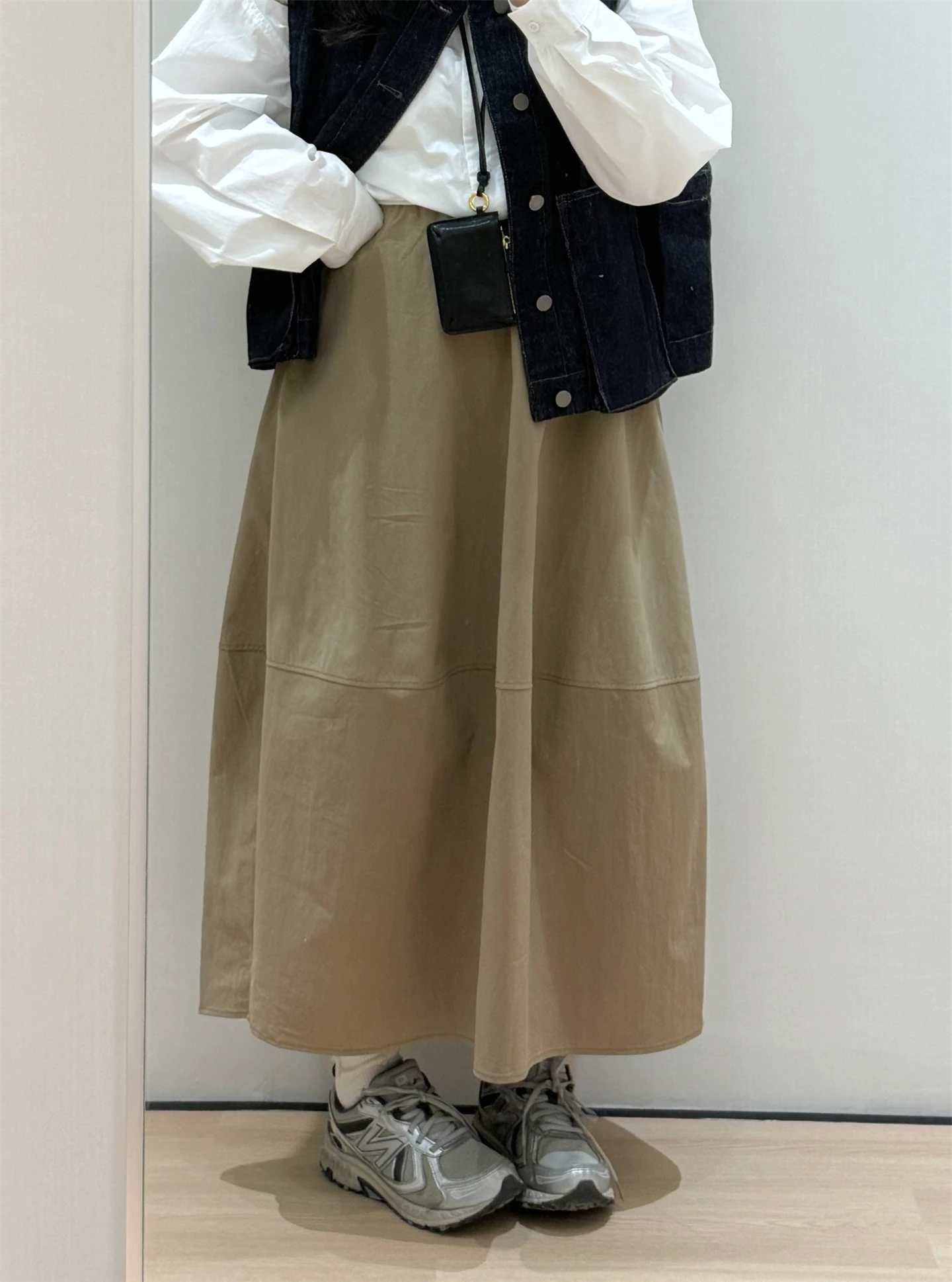 

ZJJM Spring Summer New Style Loose Fit Versatile Flower Bud Skirt Mid-Length Elastic Waist Color Half-length Skirts