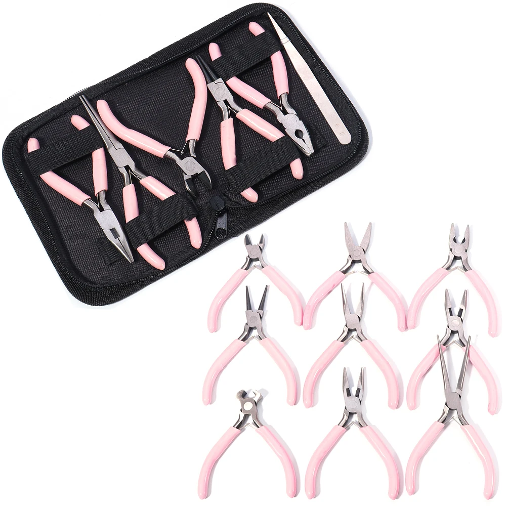 

Portable Pink Color Stainless Steel Pliers Tools Round Nose Cutting Wire Pliers For Crafts Beading DIY Jewelry Making Supplies