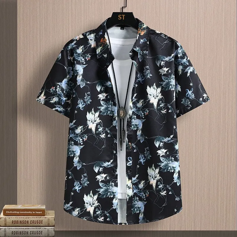 

Мужская рубашка высокого качества с цветочным принтом весна/лето 202, летний топ, дышащая и легкая уличная социальная рубашка