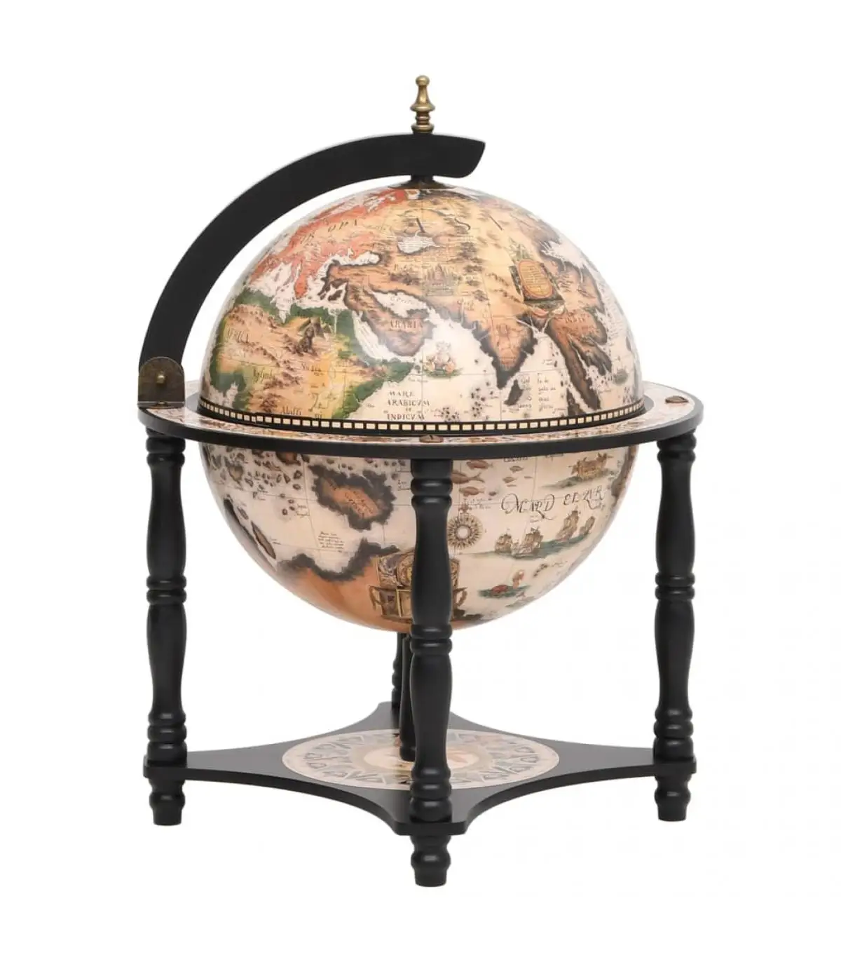 Wine and liquor cabinets wine maker Globe solid wood Eucalyptus Black