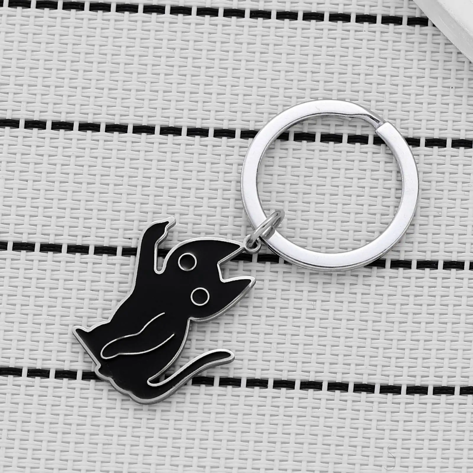 Black Cat Keychain for Women Men Car Key Ring Stainless Steel Jewelry Child Gift
