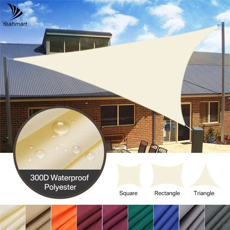 2/3/3.6/5M Heavy Shade Sail Sun Canopy Cover Outdoor Trilateral Garden Yard Awnings Waterproof Car Sunshade Cloth Summer Canopy