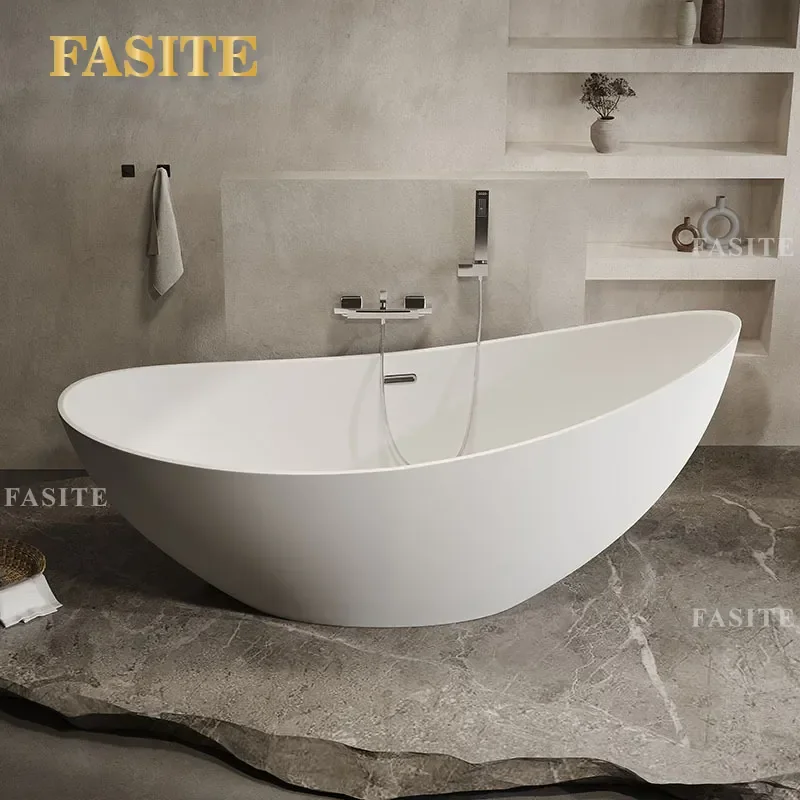 For Hotel Pure Acrylic Crescent Bathtub Matte White Shape Personalized Style Bathroom Fixture