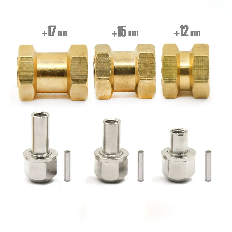 4pcs 12mm/15mm/17mm  Brass Hex Wheel Widener Adapter Set for 1/10 RC Crawler Axial SCX10 D90 D110 Wraith RR10 Tundra Tamiya