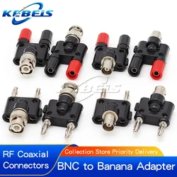 1Pcs Q9 BNC Banana To Two Dual 4mm Banana Male Female Jack Coaxial Connector BNC Tee Type 3Way Splitter RF Adapter High Quanlity