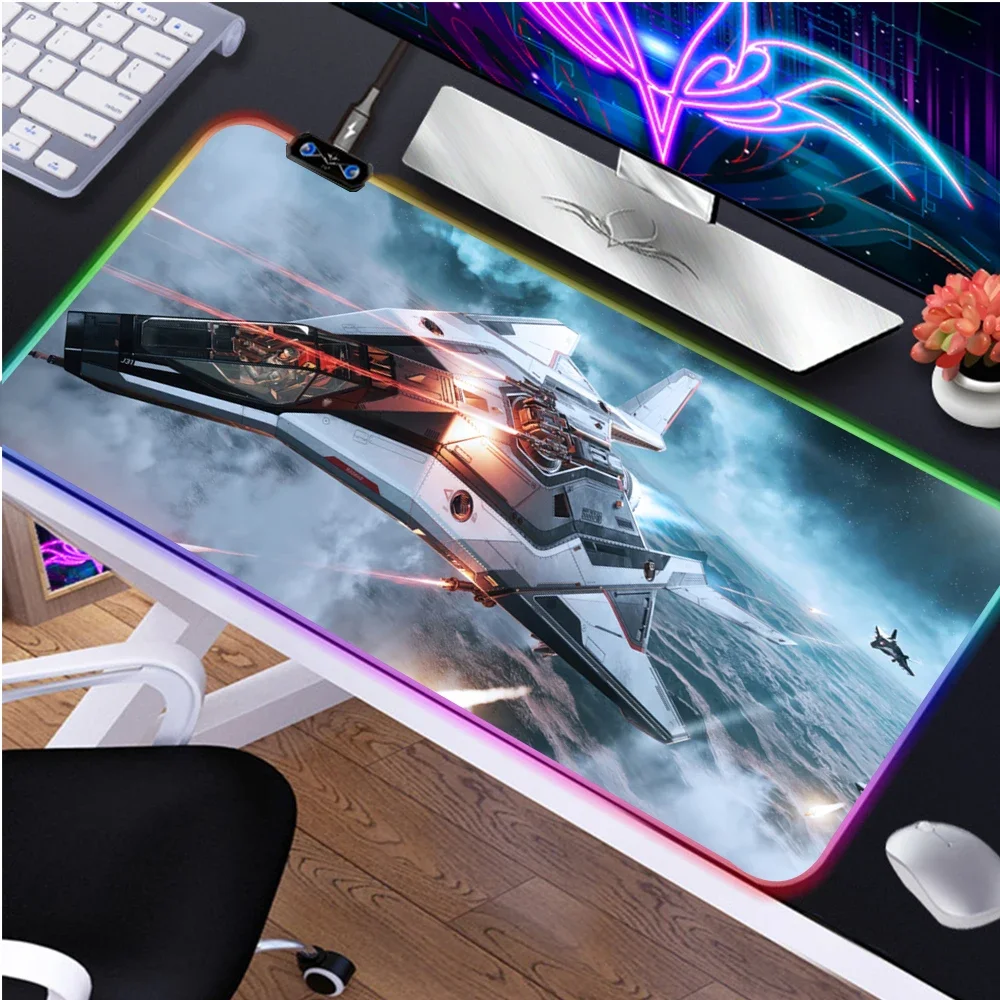 Star Citizen Gaming Mouse Pad RGB Keyboard XXL Mousepad Computer Speed Cool Accessories Mouse Mats Office Desk Protector Desktop