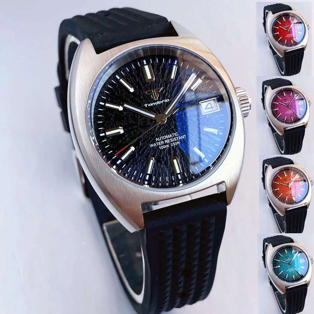 

Tandorio новые военные сапфировое стекло 36 мм для NH35 автоматические часы для мужчин 20ATM водонепроницаемые дайверские зеленые светящиеся наручные часы
