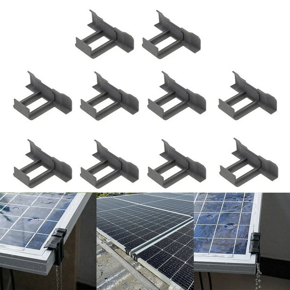 10Pcs Black Plastic Solar Panel Mud Removal Clip 45mm Water Drainage Diversion Clamp For PV Frame Cleaning Accessories