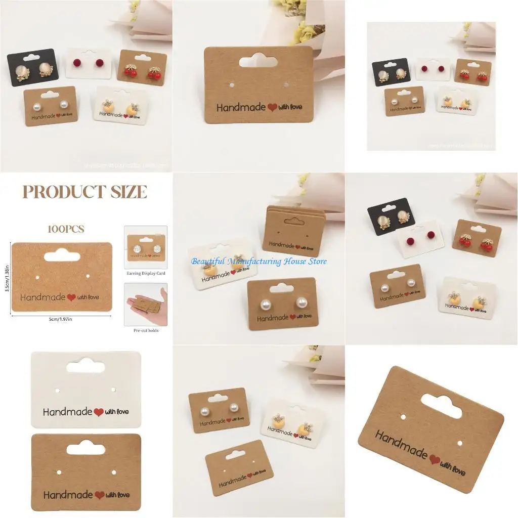 

E56A многофункциональные 100 шт. натуральная крафт-бумага карты для демонстрации серег минималистичные держатели для ювелирных