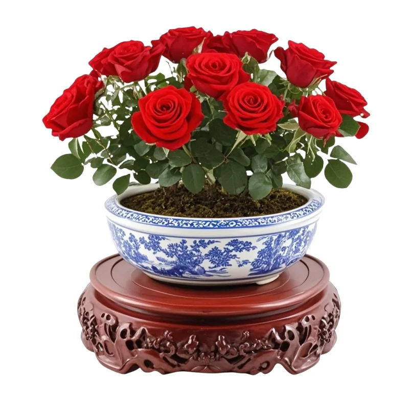 

Exquisite Carving Wooden Round Base Bonsai Holder Vase Flower Pot Sorting Table Home Decor Shelf Plant Stand Tea Sets Pedestal