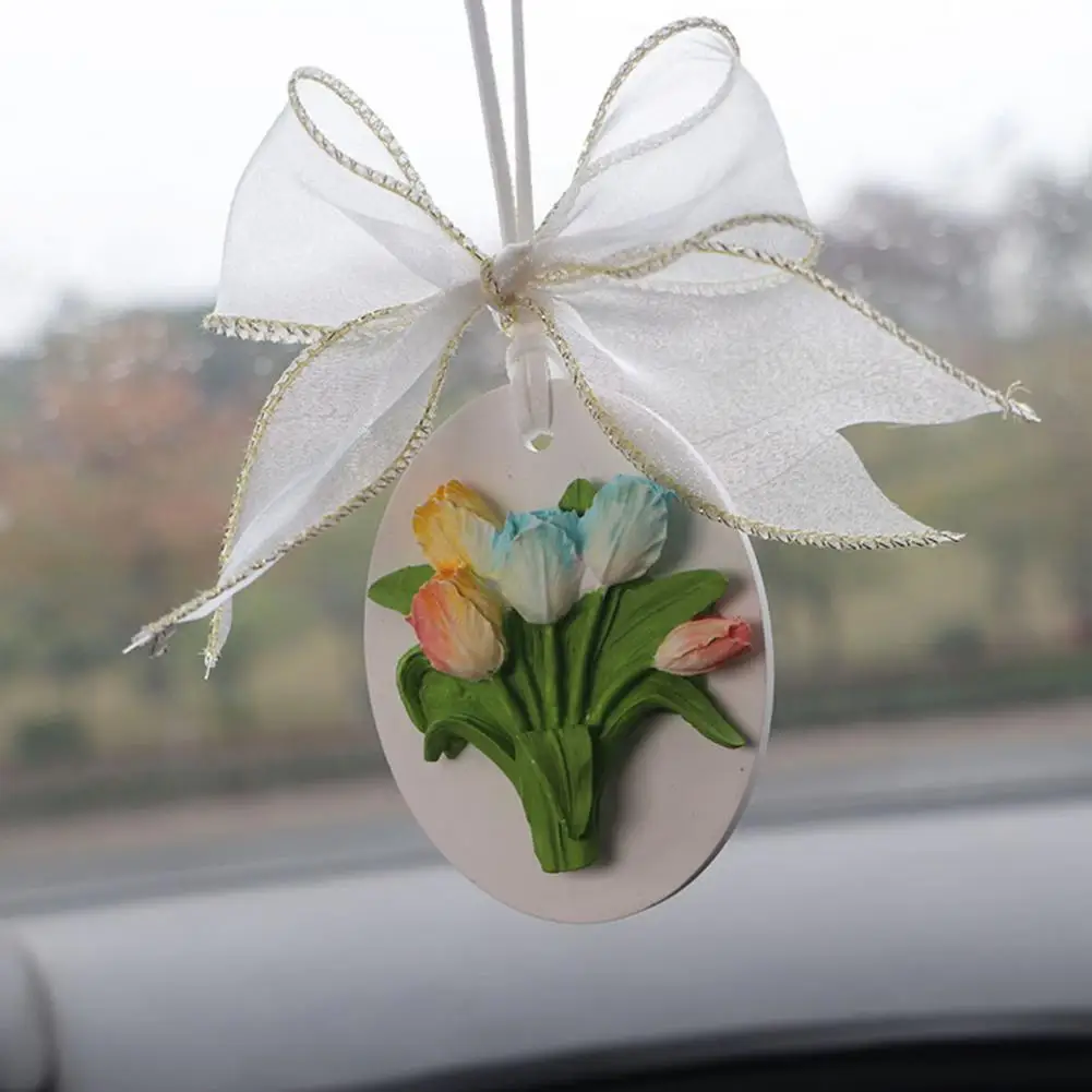 

Fragrance Ornament Creative Bowknot Non-fading Solid Tulip Aromatherapy Car Pendant Vehicle Supplies