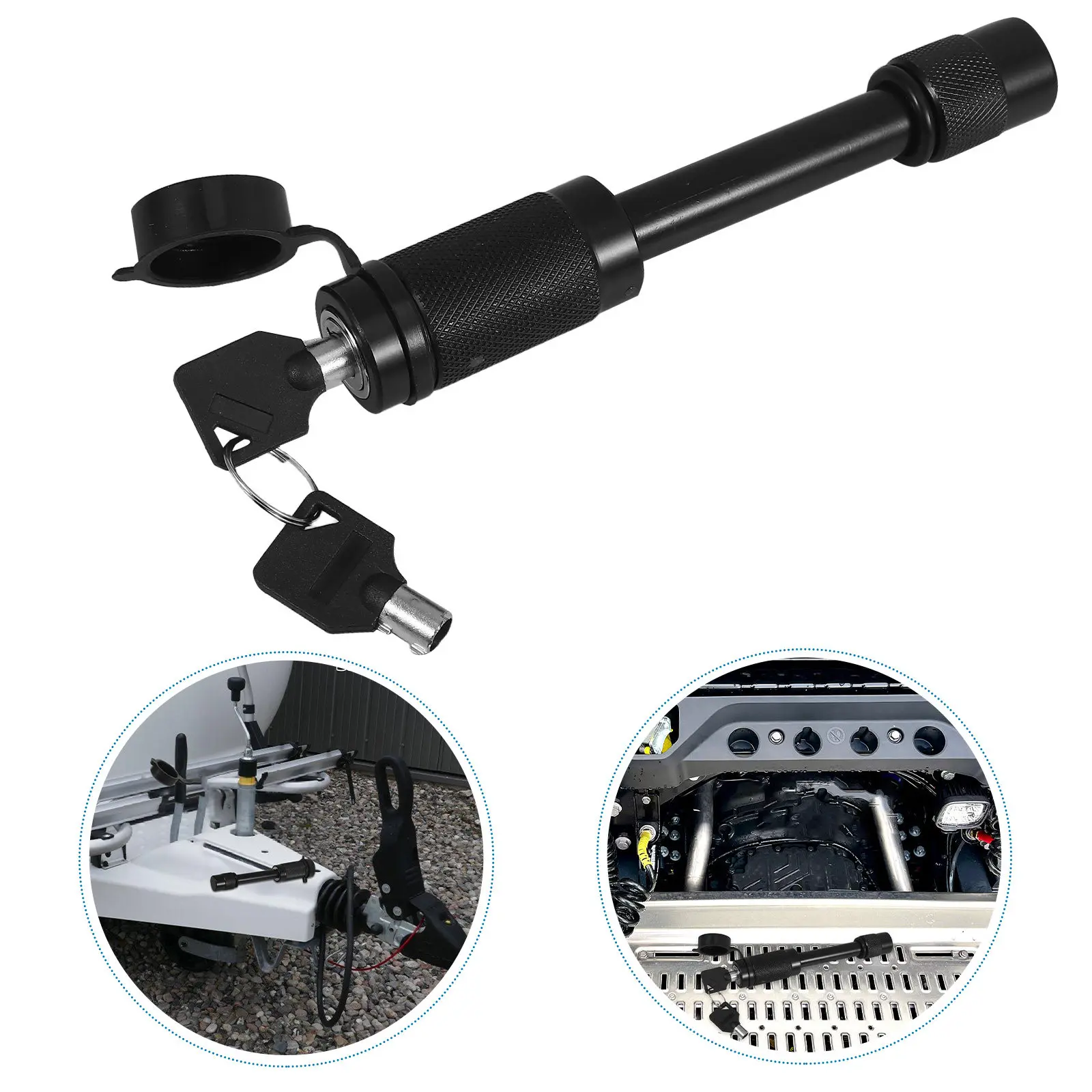 Heavy Duty Straight Hitch Pin Lock for Trailer Tow Ball Mounts Made of Hardened Steel with Rubber Seal Anti-Theft Protection Rv