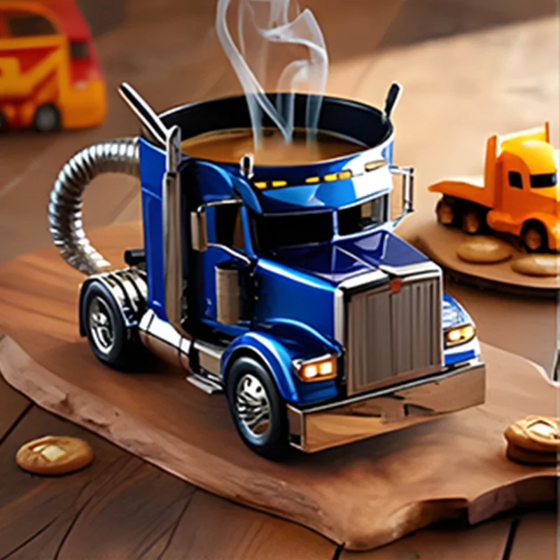 Truck Coffee Cup Mug Handcrafted Durable Semi-trailer Shaped Ceramic Decorations For Men Truck Driver Gifts Ornament