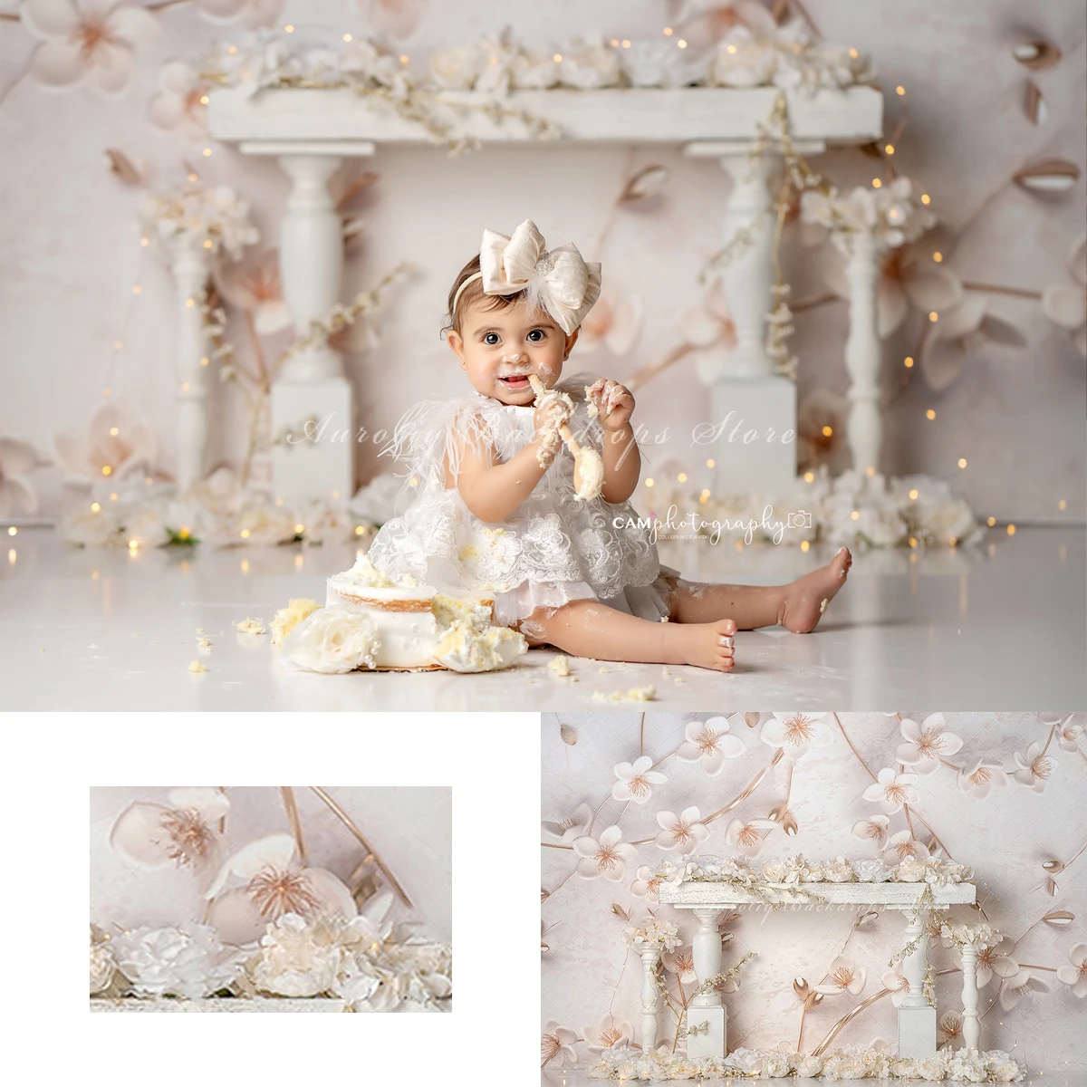 Spring Elegant Flowers Backgrounds Cake Smash Kids Adult Photography Props Child Baby Photocall Athenian Style Photo Backdrops