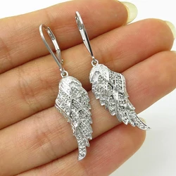 Huitan Wing Dangle Earrings Silver Color Personality Ear Accessories for Women Wedding Party Luxury Trendy Jewelry Drop Shipping