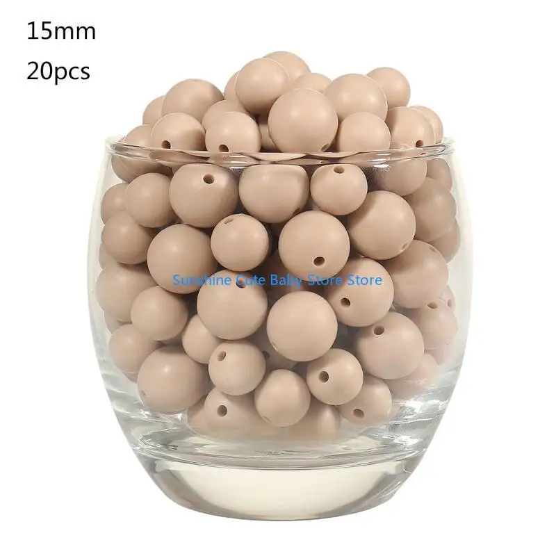 

C5AF 20pcs/set Silicone Beads Silicone 15mm Nursing Silicone Teething Bead