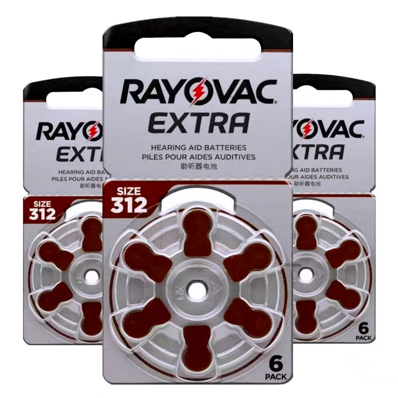 Rayovac Extra Hearing Aid Batteries 312 A312 312A P312 PR41 Zinc Air Cell Button Battery Size 312 1.45V for Hearing Aids