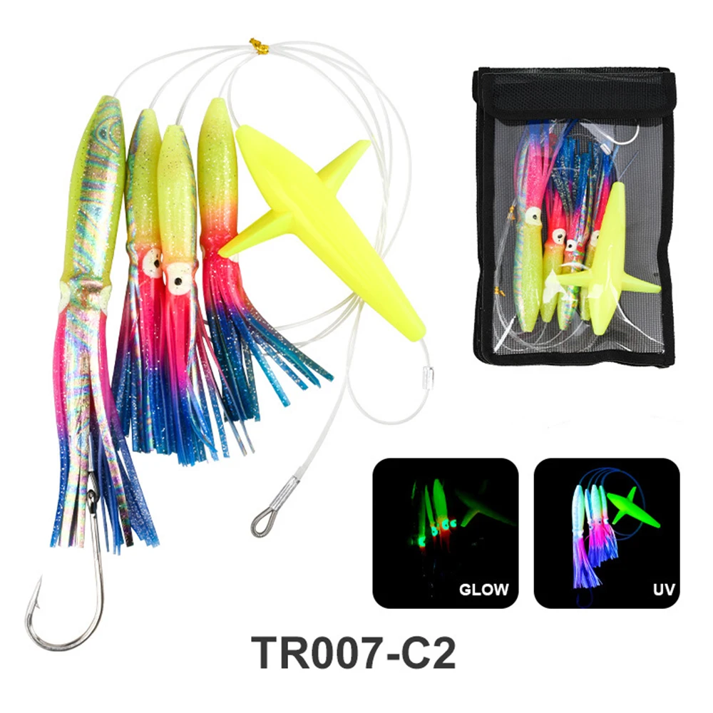 Señuelos de pesca con aparejos de 9 ", señuelo aparejo para pesca, calamar, atún, cadena de Margarita, cebo Artificial, agua salada, gran juego, pesca Mahi Marlin