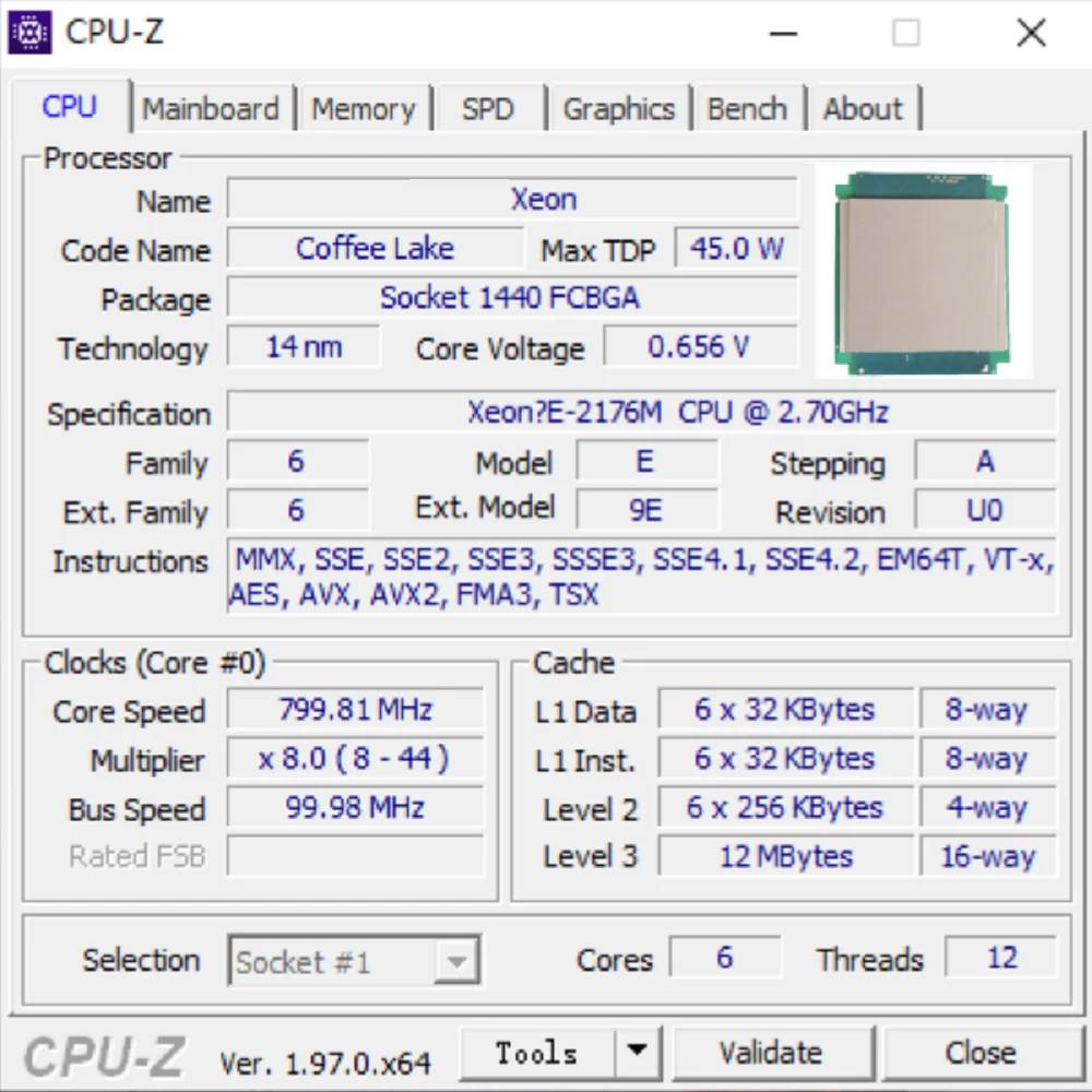 โปรเซสเซอร์บนเดสก์ท็อปลายทะเลสาบกาแฟ Xeon E-2176M ดัดแปลง SR3YX BGA CPU เป็น LGA 1151 2.7GHz 6C12T 45W ของเหลวโลหะเหลว Ihs สำหรับพีซี DIY