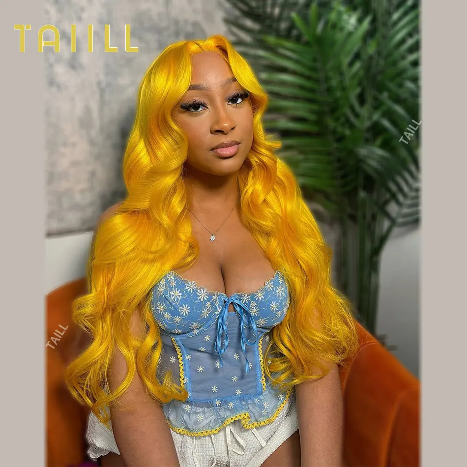 

light yellow body wave human hair wigs 13x4 Frontal Human Wig Pre Plucked 613 Colored Transparent Lace Front Wig