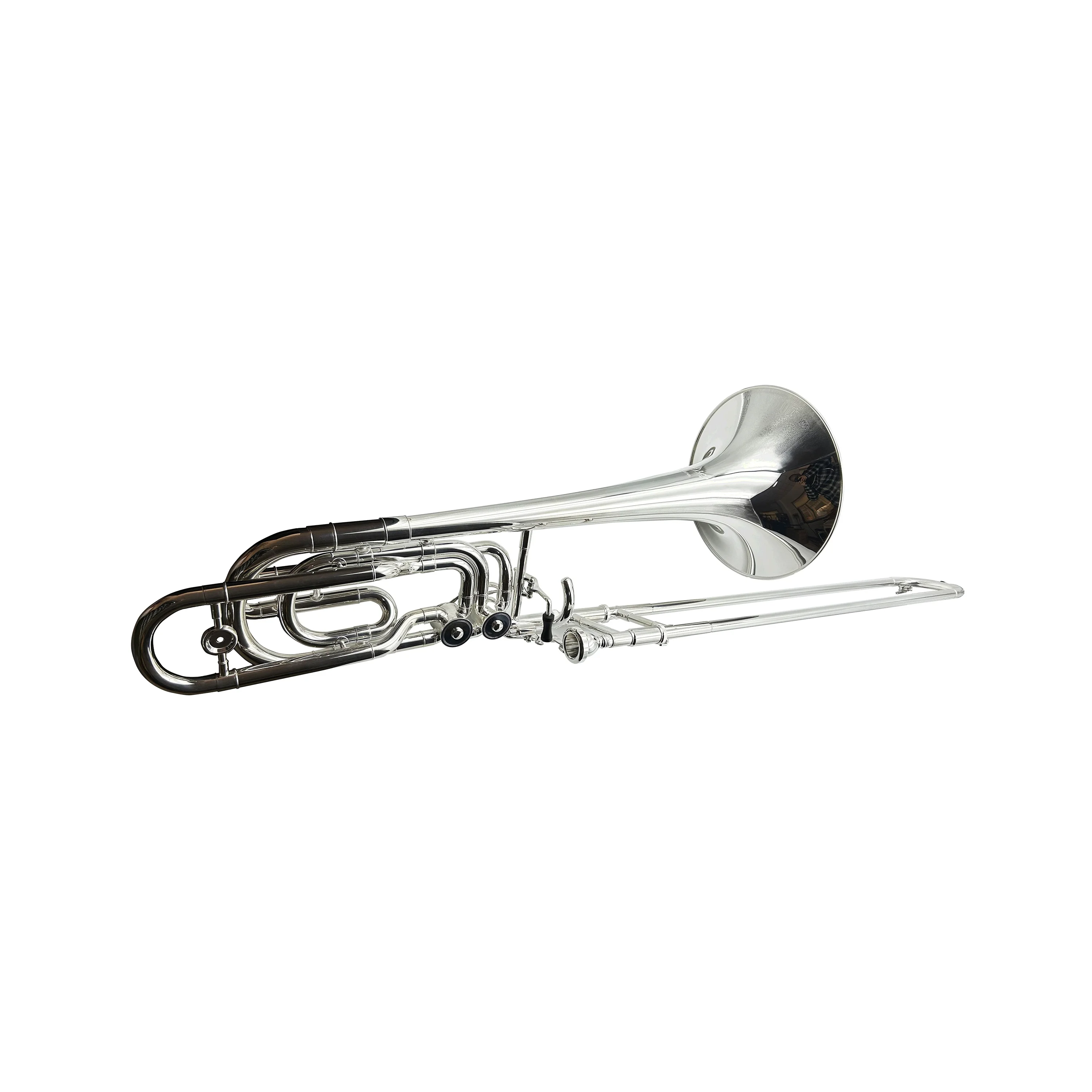 Tuning Slide Tenor Bass Trombone JYTB509S Silver Plated Brass Musical Instrument In Bb/F/Eb/G Bass Key Canvas Case
