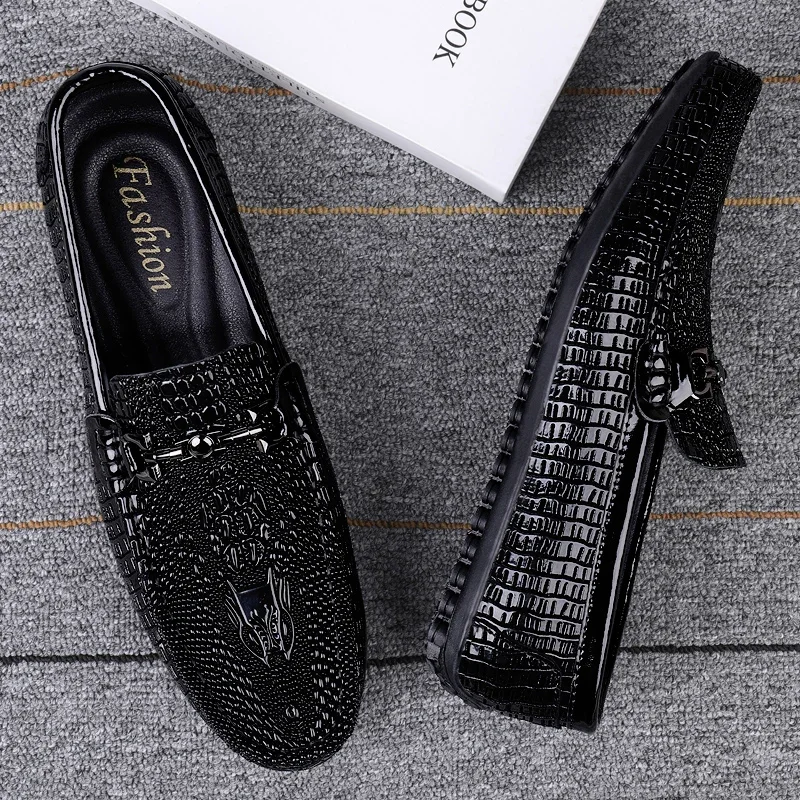 

Trend sequins mens shoes Luxury Crocodile Pattern loafers High-end Designers Genuine Leather driving shoes party shoes Moccasins