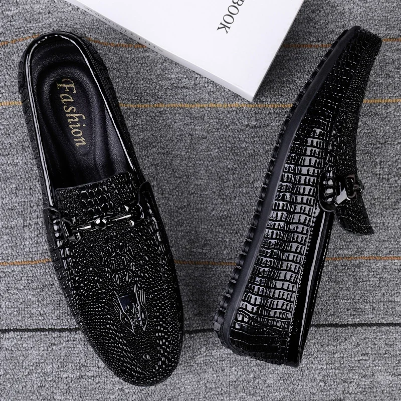 Trend sequins mens shoes Luxury Crocodile Pattern loafers High-end Designers Genuine Leather driving shoes party shoes Moccasins