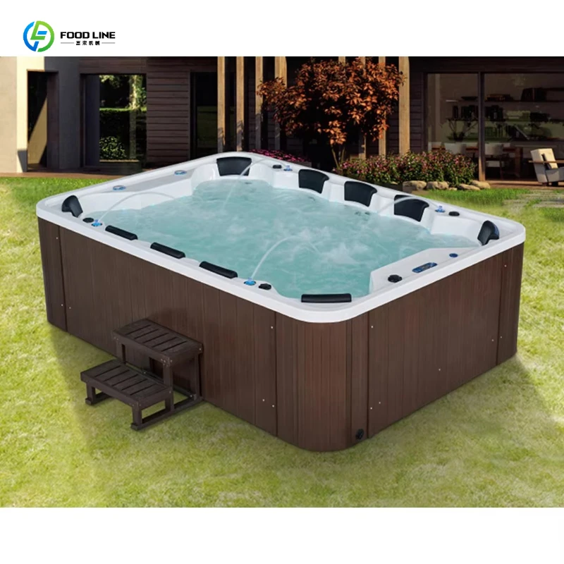 Acrylic Portable Bubble Jet Spa, 130 Jet Inflatable Hot Tub, Heated Massage Pool for Backyard & Rooftop