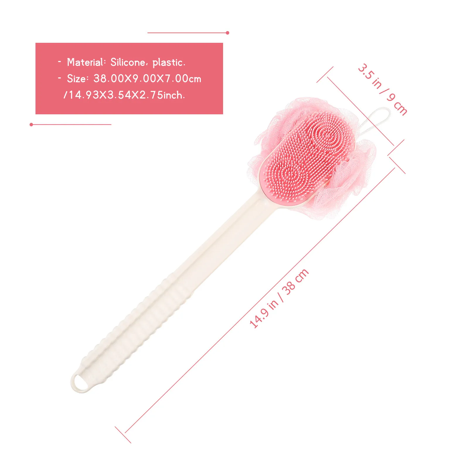Silicone Long Handle Bath Brush Back Scrubber for Deep Cleansing Exfoliation Massage Stimulates Circulation Shower Body Care