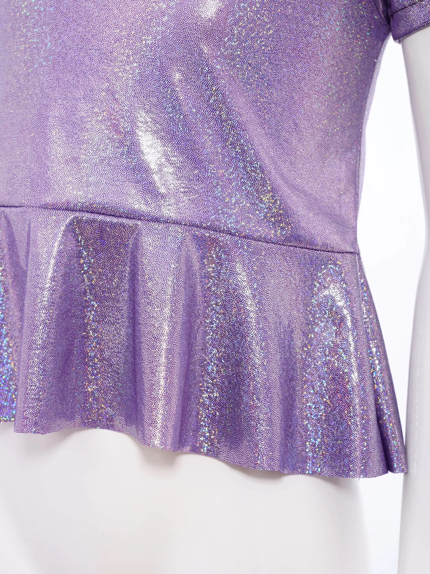 Kinder Mädchen Jazz Dance Top Metallic Schößchen Top Kurzarm T-shirt für Cheerleading Hip Hop Modern Dance Bühne Performance Party