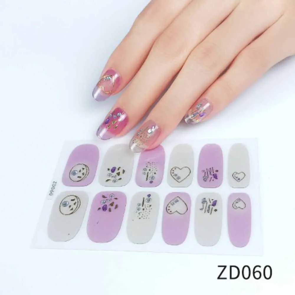 Full Cover Nail Art Stickers Star Drill Decorated Nail Wraps Tips Waterproof Adhesive Nail Polish Strips Wearable Fake Nails