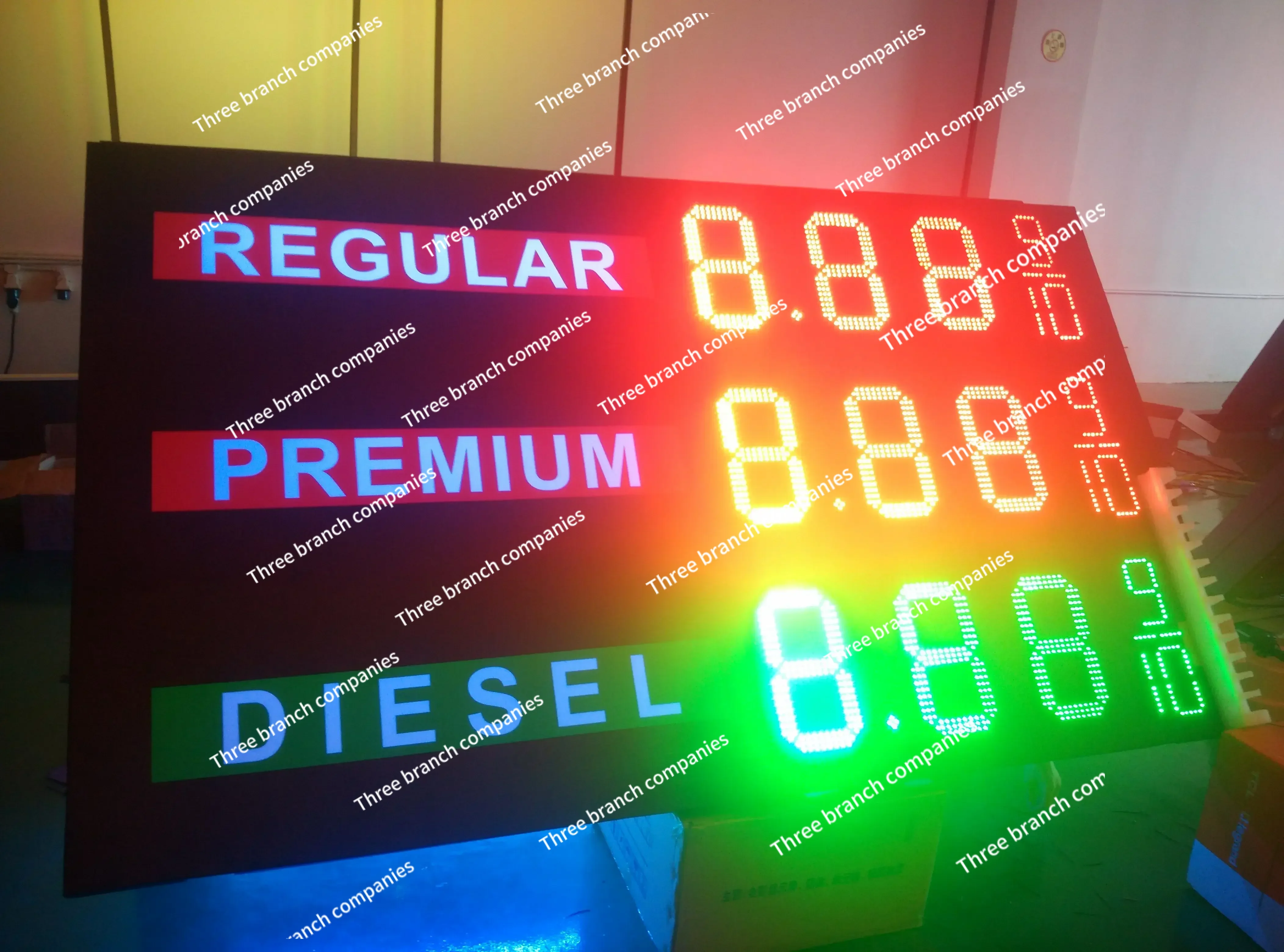 2025/Doble Lado 12 Pulgadas REGULAR DIESEL 8.88 9/10 Led Precio de Gas Señal LED para gasolina