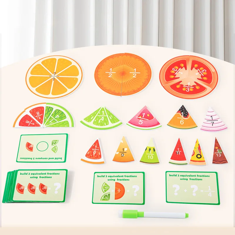 91 ชิ้นไม้ผลไม้เศษส่วนของเล่น, ห้องเรียนคณิตศาสตร์ช่วยสอน, หมายเลขการเรียนรู้สําหรับเด็กคณิตศาสตร์, การศึกษาเกมในร่ม