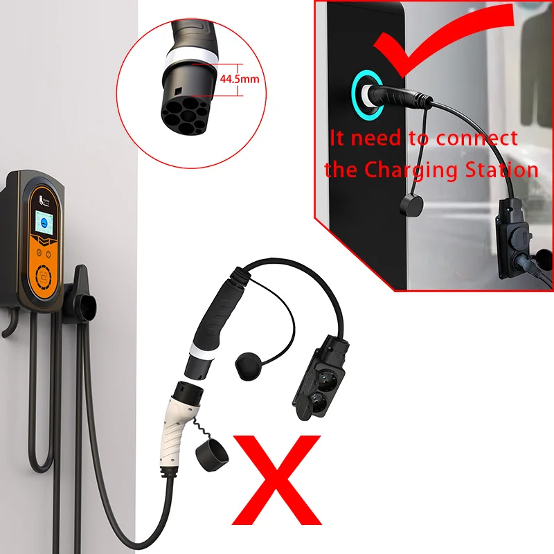 feyree Type2 16A Power Supply Side Male Charger Plug 3.5KW to Schuko Socket Charging Adapter for Electrical Car