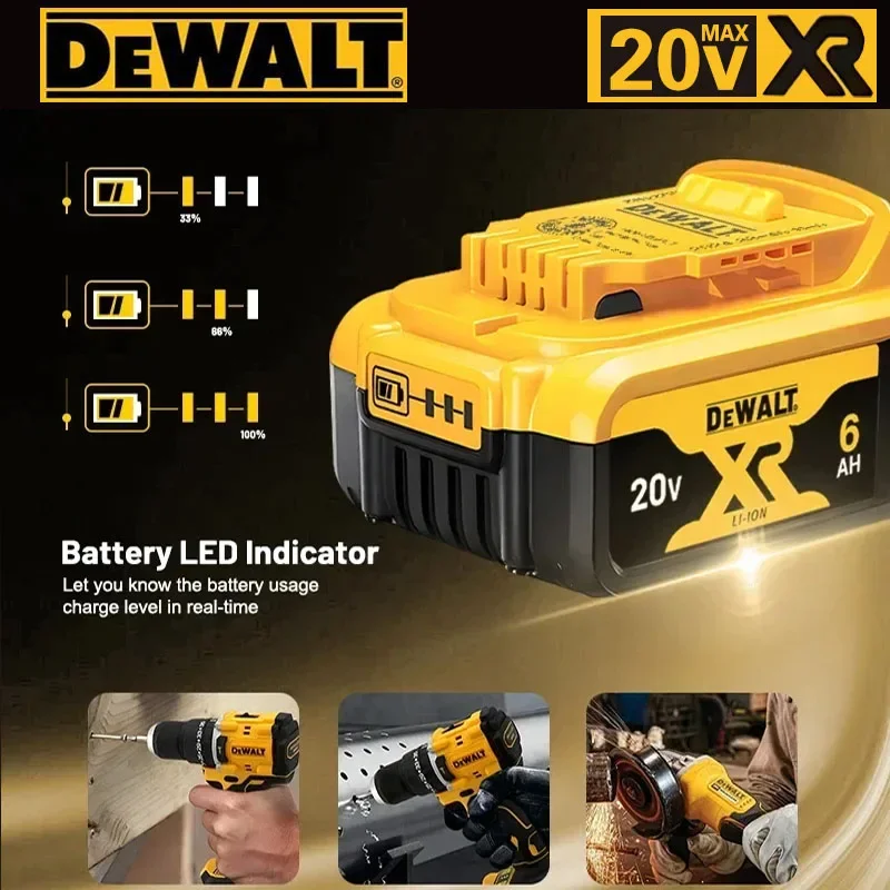 100% original 20v dewalt chave de fenda bateria dewalt dcf850 dcf887 dcf922 dcb182 DCB205-2 DCB206-2 ferramenta elétrica bateria & carregador