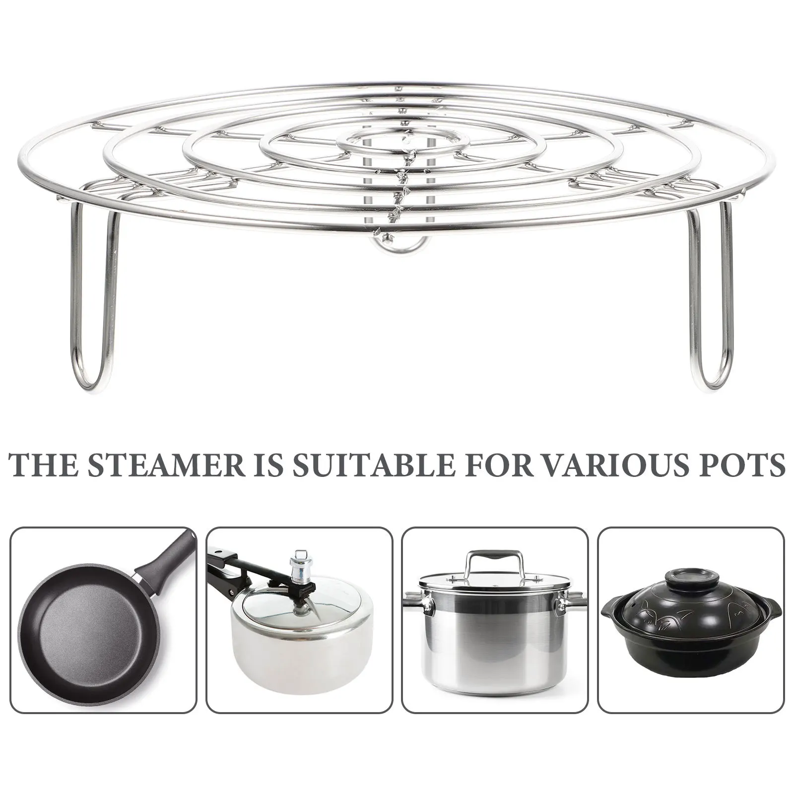 Stainless Steel Wok Rack Egg Steamer Stand Heat Resistant Kitchen Utensil For Camping Steam Cooking Multi Function