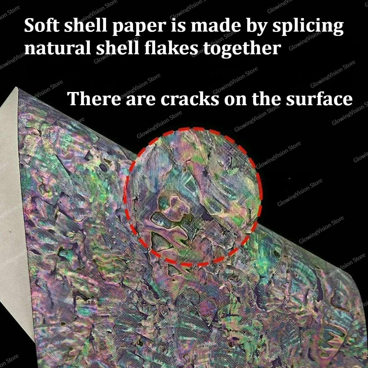 Soft Natural Abalone Shell Inlay Veneer Flexible Mother Of Pearl Paper DIY Handicraft Material Seashell Flake with Adhesive Back view 2