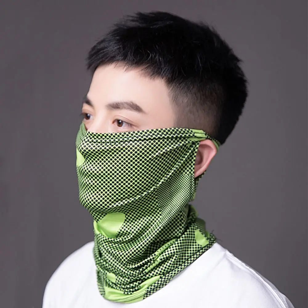 

Ear Hanging Motorcycle Mask Summer Outdoor Full Face Mask Windproof Neck Tube Scarf Women Bandana Ice Silk Mask Cycling Bandana