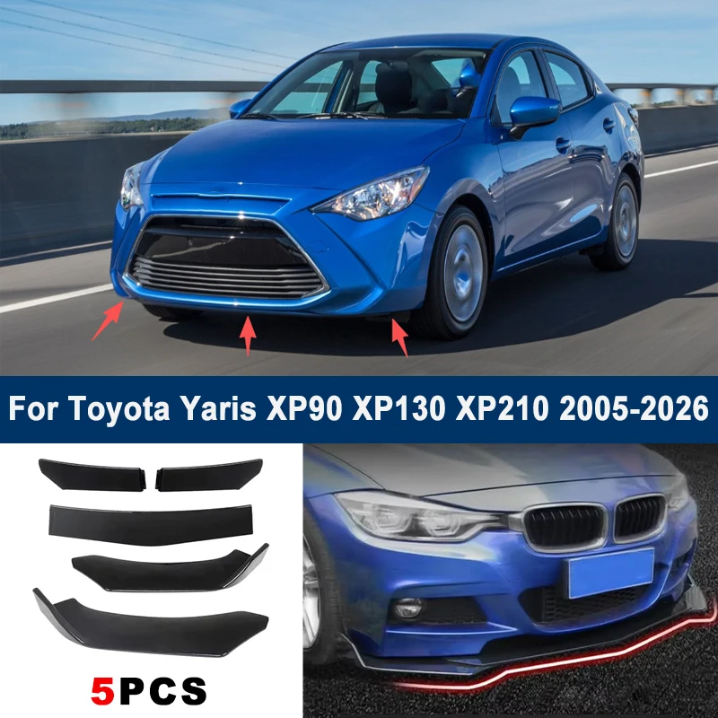 

Adjustable 5Pcs Sectional Front Spoiler Lip For Toyota Yaris XP90 XP130 XP210 2005-2026 Front Bumper Splitter Sport Body Kit